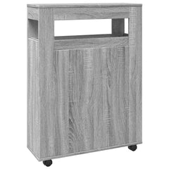 Narrow Bathroom Cabinet with Wheels Grey Sonoma Engineered Wood, image 6