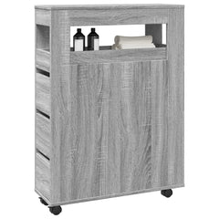 Narrow Bathroom Cabinet with Wheels Engineered Wood Grey sonoma