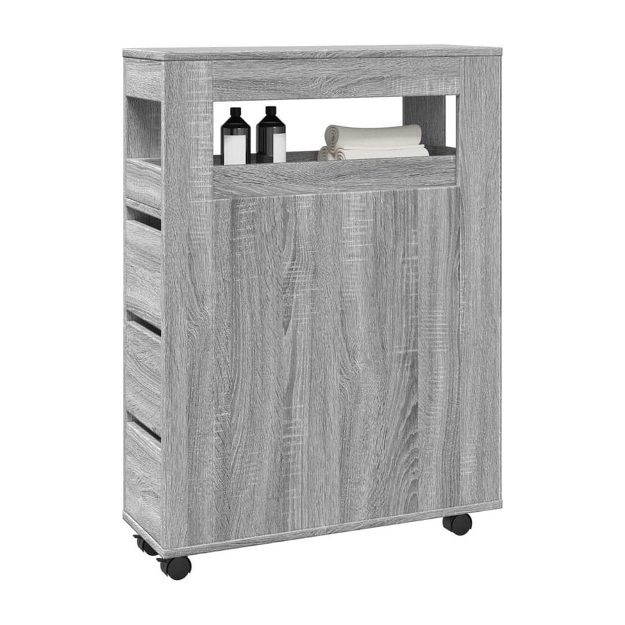 Narrow Bathroom Cabinet with Wheels Grey Sonoma Engineered Wood