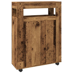 vidaXL Narrow Bathroom Cabinet with Wheels Old Wood Engineered Wood 6