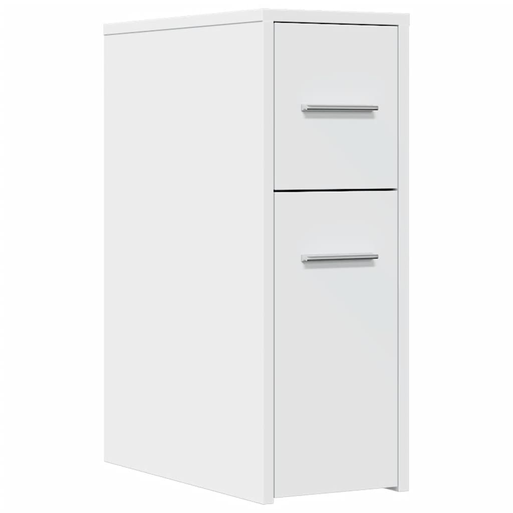 vidaXL Narrow Bathroom Cupboard with Wheels White Engineered Wood 2