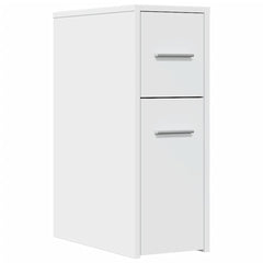 vidaXL Narrow Bathroom Cupboard with Wheels White Engineered Wood 2
