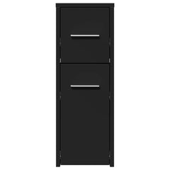 Narrow Bathroom Cupboard with Wheels Black Engineered Wood, image 4