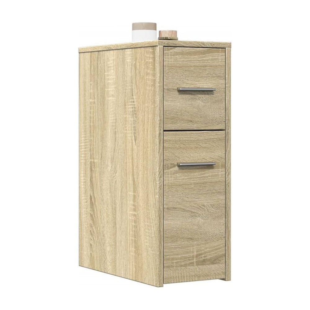 Narrow Bathroom Cupboard with Wheels Sonoma Oak Engineered Wood
