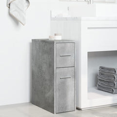 vidaXL Narrow Bathroom Cupboard with Wheels Concrete Grey Engineered Wood 3