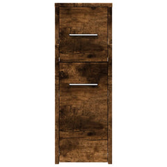vidaXL Narrow Bathroom Cupboard with Wheels Smoked Oak Engineered Wood 4
