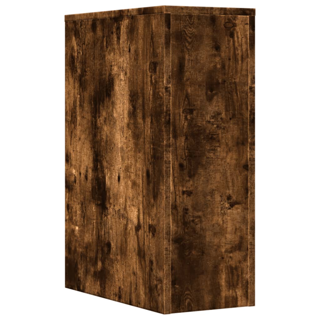 vidaXL Narrow Bathroom Cupboard with Wheels Smoked Oak Engineered Wood 6