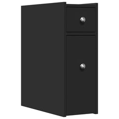 vidaXL Narrow Bathroom Cupboard with Wheels Black Engineered Wood 2