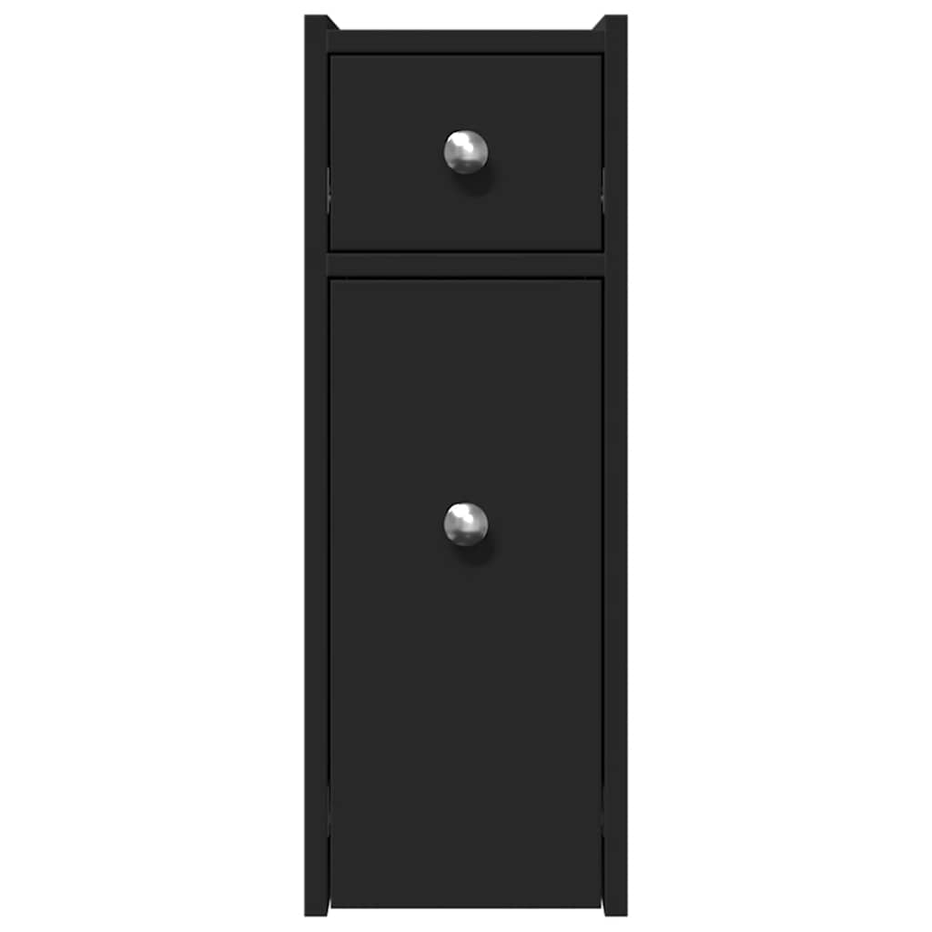 vidaXL Narrow Bathroom Cupboard with Wheels Black Engineered Wood 4