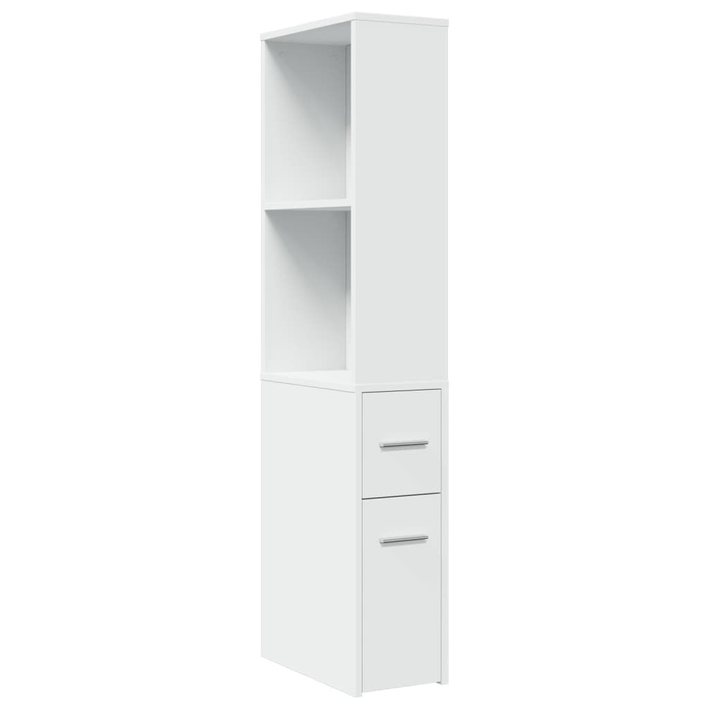 Narrow Bathroom Cupboard with Wheels Engineered Wood