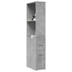 Narrow Bathroom Cupboard with Wheels Engineered Wood Concrete grey