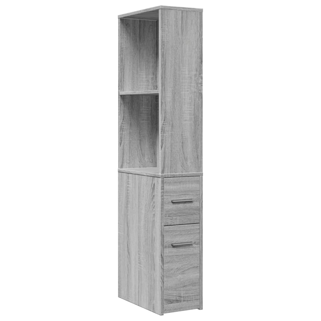 Narrow Bathroom Cupboard with Wheels Grey Sonoma, image 2