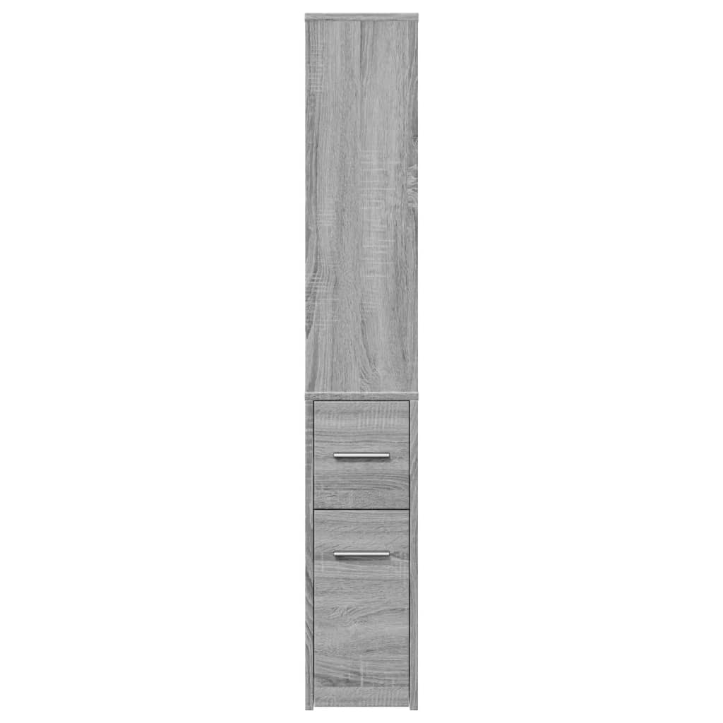 Narrow Bathroom Cupboard with Wheels Grey Sonoma, image 5