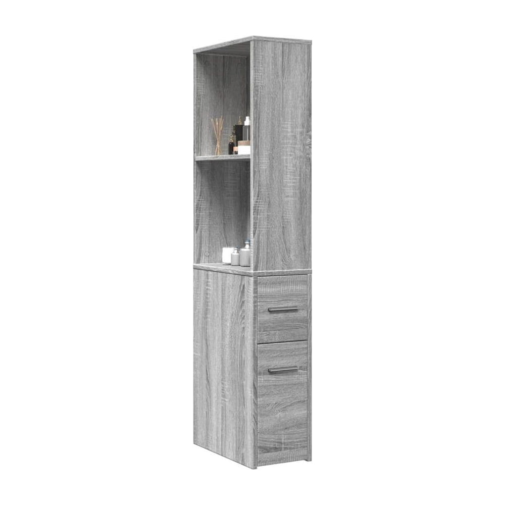 Narrow Bathroom Cupboard with Wheels Grey Sonoma