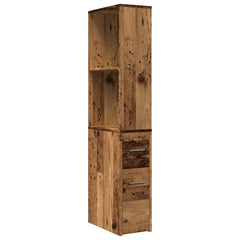 vidaXL Narrow Bathroom Cupboard with Wheels Old Wood Engineered Wood 2