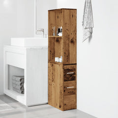 vidaXL Narrow Bathroom Cupboard with Wheels Old Wood Engineered Wood 3