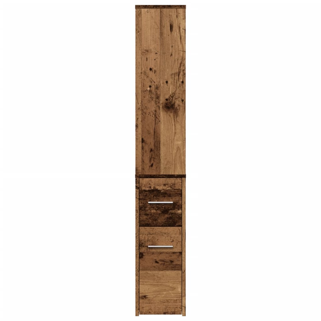 vidaXL Narrow Bathroom Cupboard with Wheels Old Wood Engineered Wood 5