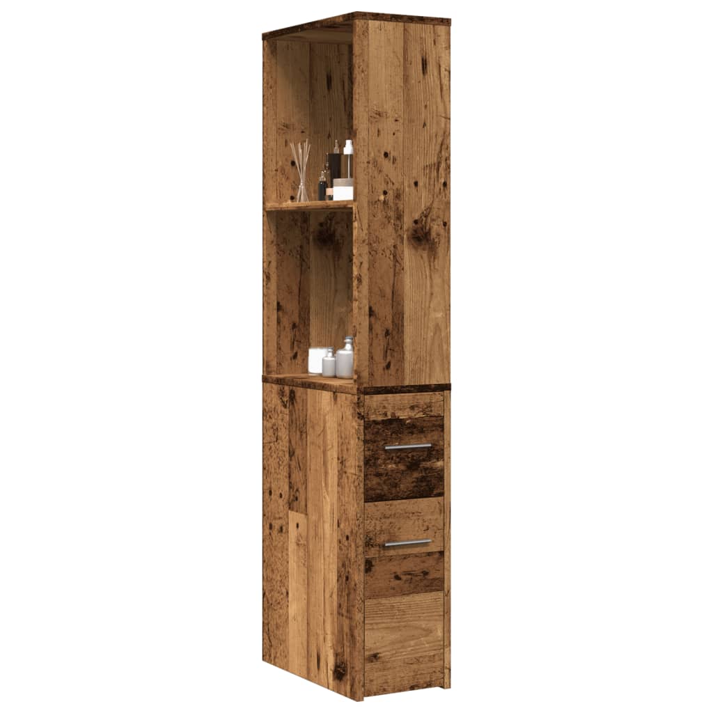 vidaXL Narrow Bathroom Cupboard with Wheels Old Wood Engineered Wood 1