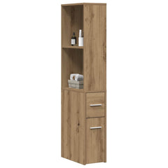 Narrow Bathroom Cupboard with Wheels Artisian Oak, image 3