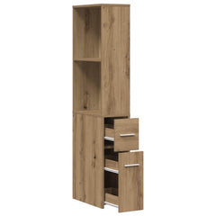 Narrow Bathroom Cupboard with Wheels Engineered Wood Artisian oak