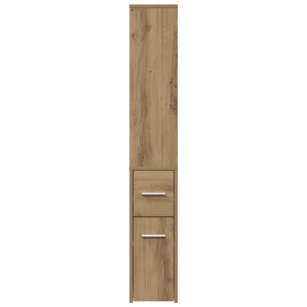 Narrow Bathroom Cupboard with Wheels Artisian Oak, image 5