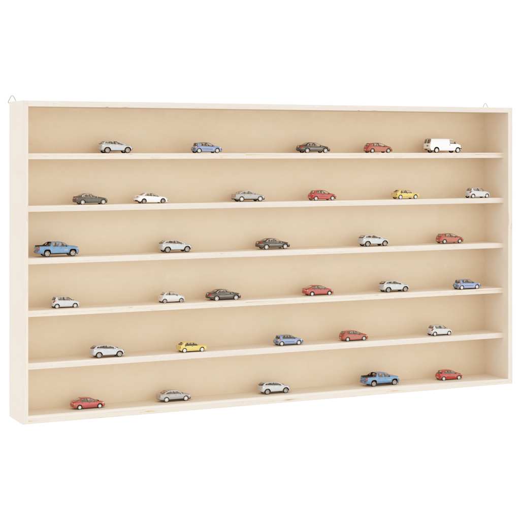 vidaXL Wooden Collector's Display Case with 6 Shelves 100x9x55 cm 1