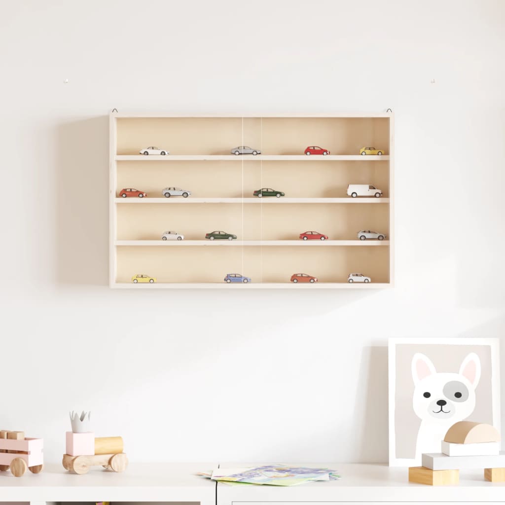 vidaXL Wooden Collector's Display Case with Doors 60x8.5x37cm 3