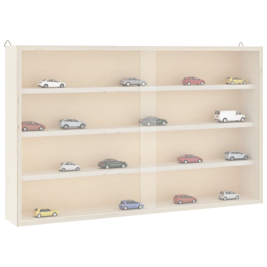 vidaXL Wooden Collector's Display Case with Doors 60x8.5x37cm 1