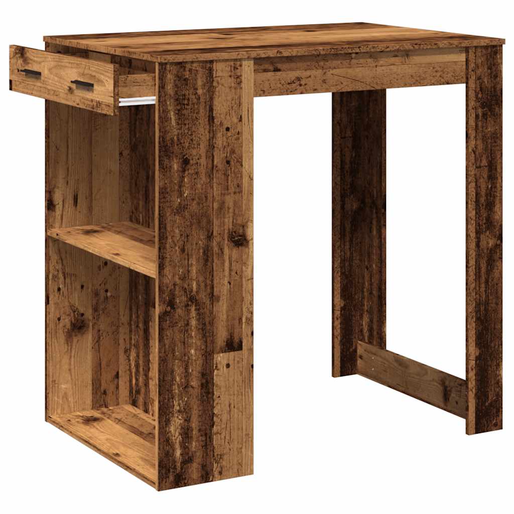 vidaXL Bar Table Old Wood 102x70x103.5 cm Engineered Wood 4