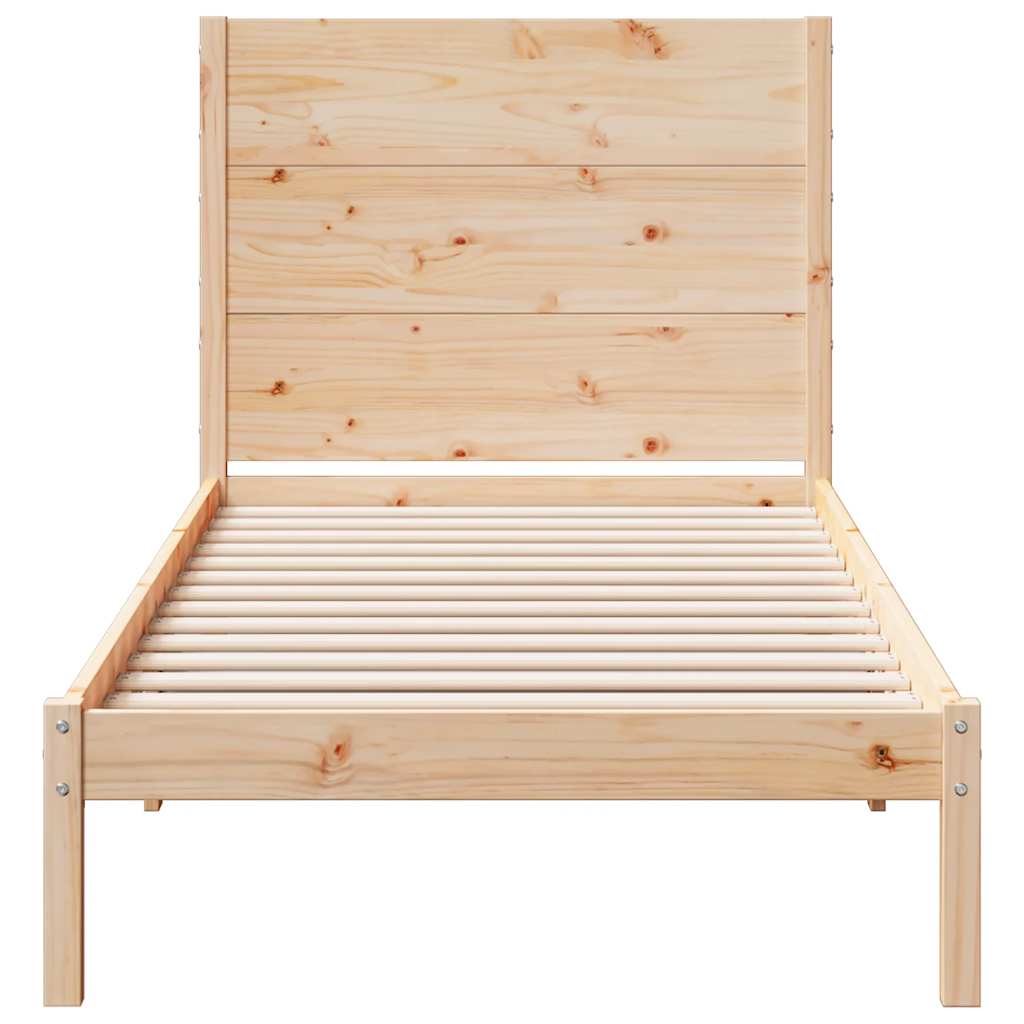 Extra Long Bed Frame without Mattress Solid Wood Length 210 cm 90 cm