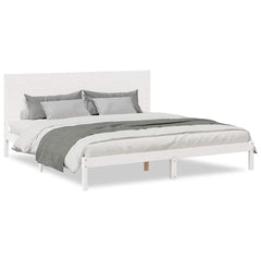 Extra Long Bed Frame without Mattress Solid Wood Length 220 cm White 200 cm
