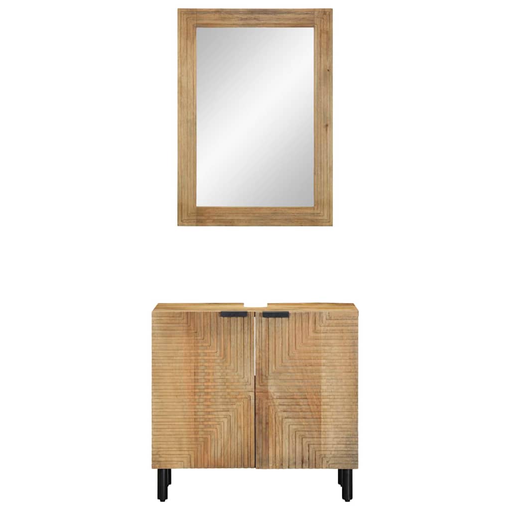 Bathroom Cabinet Set 2 pcs Natural 62 x 33 x 58 cm Solid mango wood