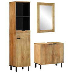 Bathroom Cabinet Set 3 pcs Natural 38 x 33 x 160 cm Solid mango wood