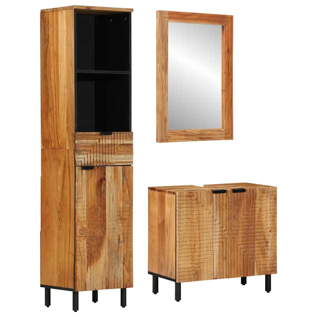 Bathroom Cabinet Set 3 pcs Natural 38 x 33 x 160 cm Solid acacia wood