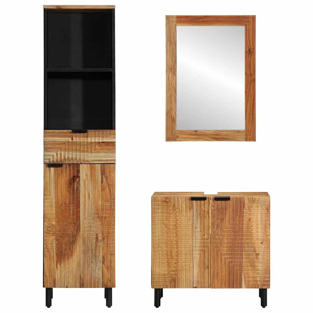 Bathroom Cabinet Set 3 pcs Natural 38 x 33 x 160 cm Solid acacia wood