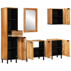 Bathroom Cabinet Set 5 pcs Natural 38 x 33 x 160 cm Solid acacia wood