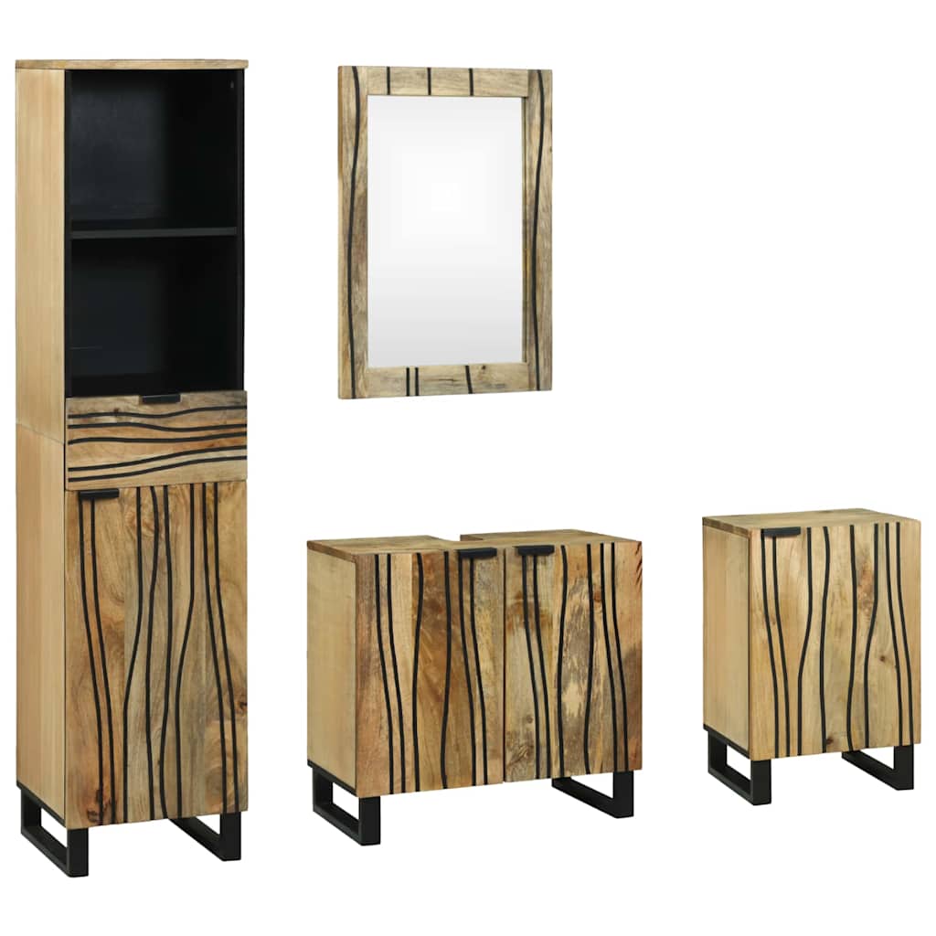 Bathroom Furniture Set 4 pcs Engineered Wood Natural