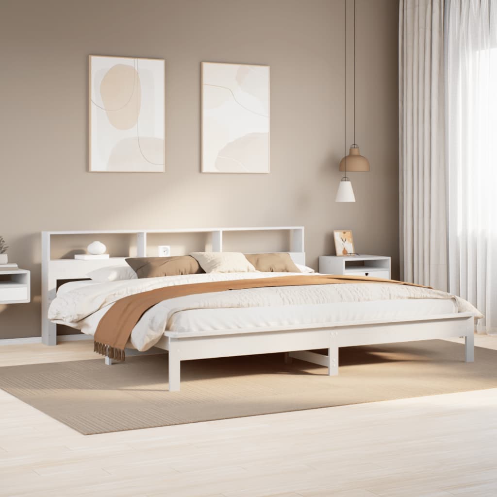 Bed Frame without Mattress Solid Wood Pine Length 200 cm White 180 cm