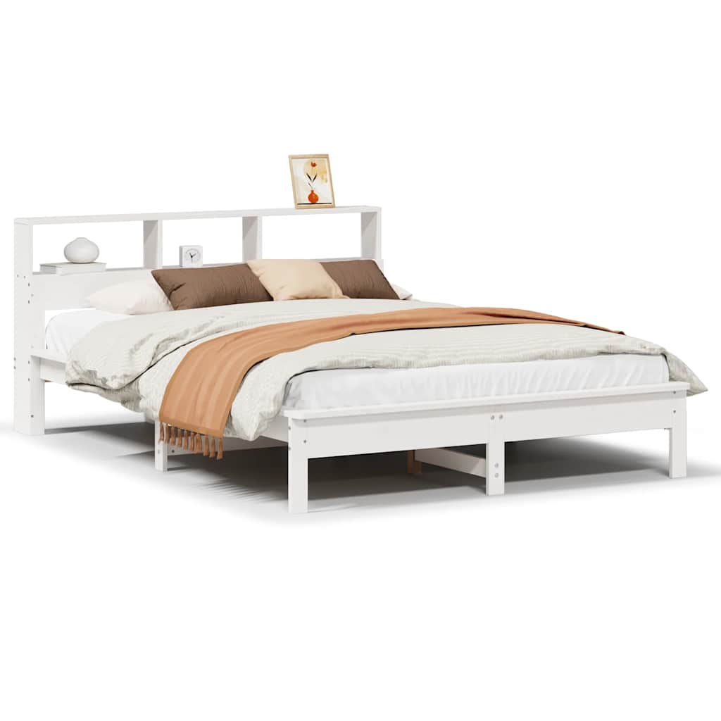 Bed Frame without Mattress Solid Wood Pine Length 200 cm White 160 cm