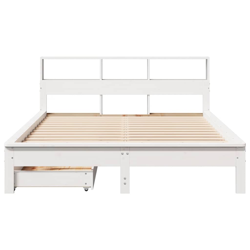 vidaXL Bookcase Bed without Mattress White 140x190 cm Solid Wood Pine 4