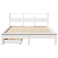vidaXL Bookcase Bed without Mattress White 140x190 cm Solid Wood Pine 4