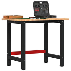 Workbench 100x60x81,5 cm Solid Wood Oak Rectangular Light brown 100 x 60 x 81.5 cm