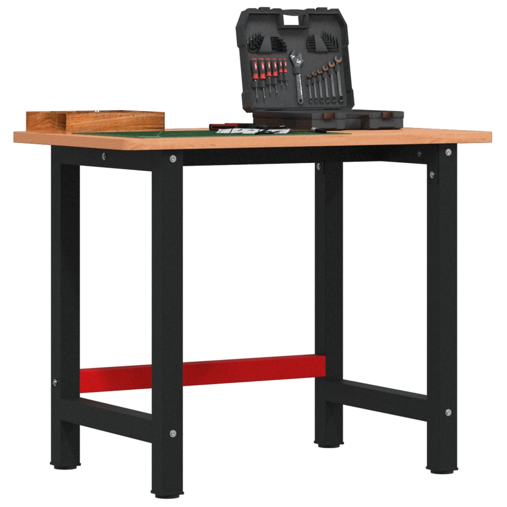 Workbench Solid Wood Beech Rectangular Dark brown 100 x 60 x 81.5 cm