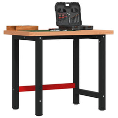 Workbench Solid Wood Beech Rectangular Dark brown 100 x 60 x 83 cm