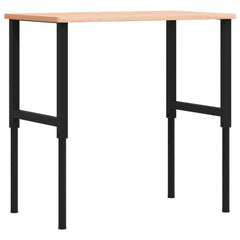 Workbench 100x60x(71,5-98) Solid Wood Beech Rectangular Brown and black 100 x 60 x (71.5-98) cm
