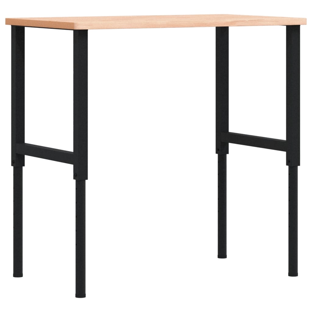 Workbench 100x60x(71,5-98) Solid Wood Beech Rectangular Brown and black 100 x 60 x (71.5-98) cm
