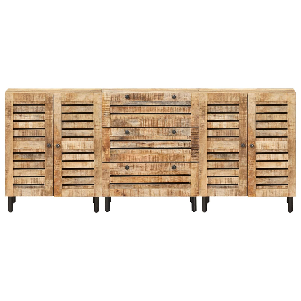 Storage Cabinets 3 pcs Solid Mango Wood, image 5
