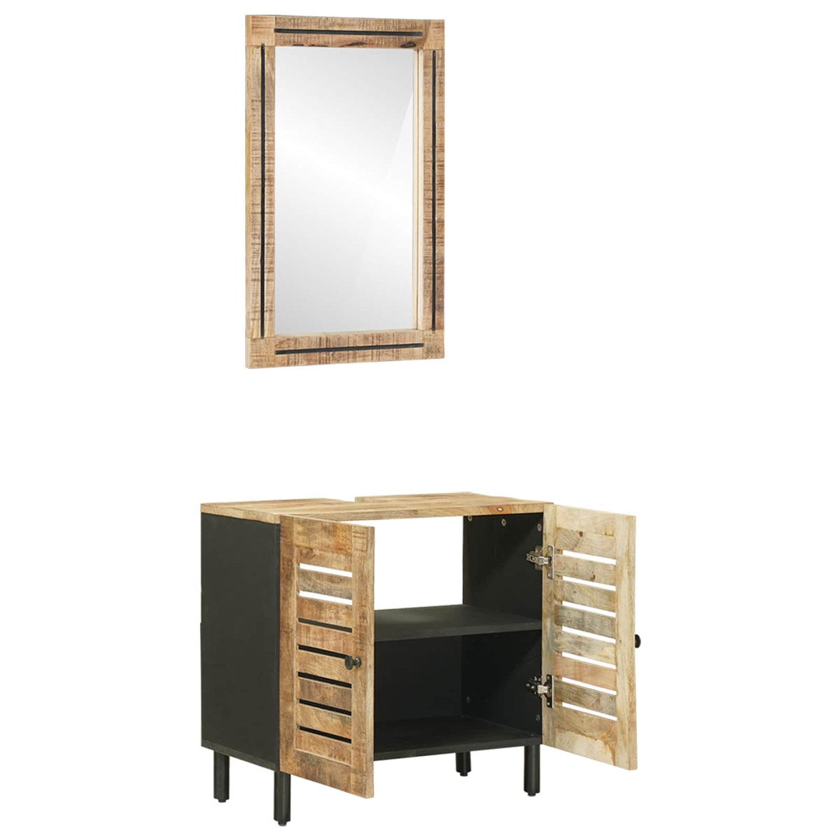vidaXL Bathroom Cabinet Set 2 pcs Natural Solid Mango Wood 3