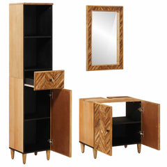 vidaXL Bathroom Cabinet Set 3 pcs 62 x 33 x 58 cm Solid Mango Wood 2