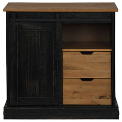 vidaXL Sideboard HALDEN with Sliding Door Black 80x40x80 cm Solid Wood 3